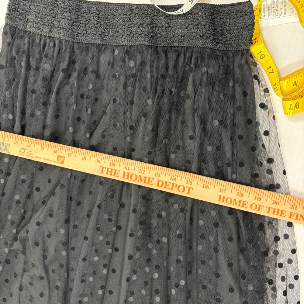 Metro Wear Polka Dot Tulle Midi Skirt Plus Size1X Black Sheer Overlay goth - Picture 6 of 9